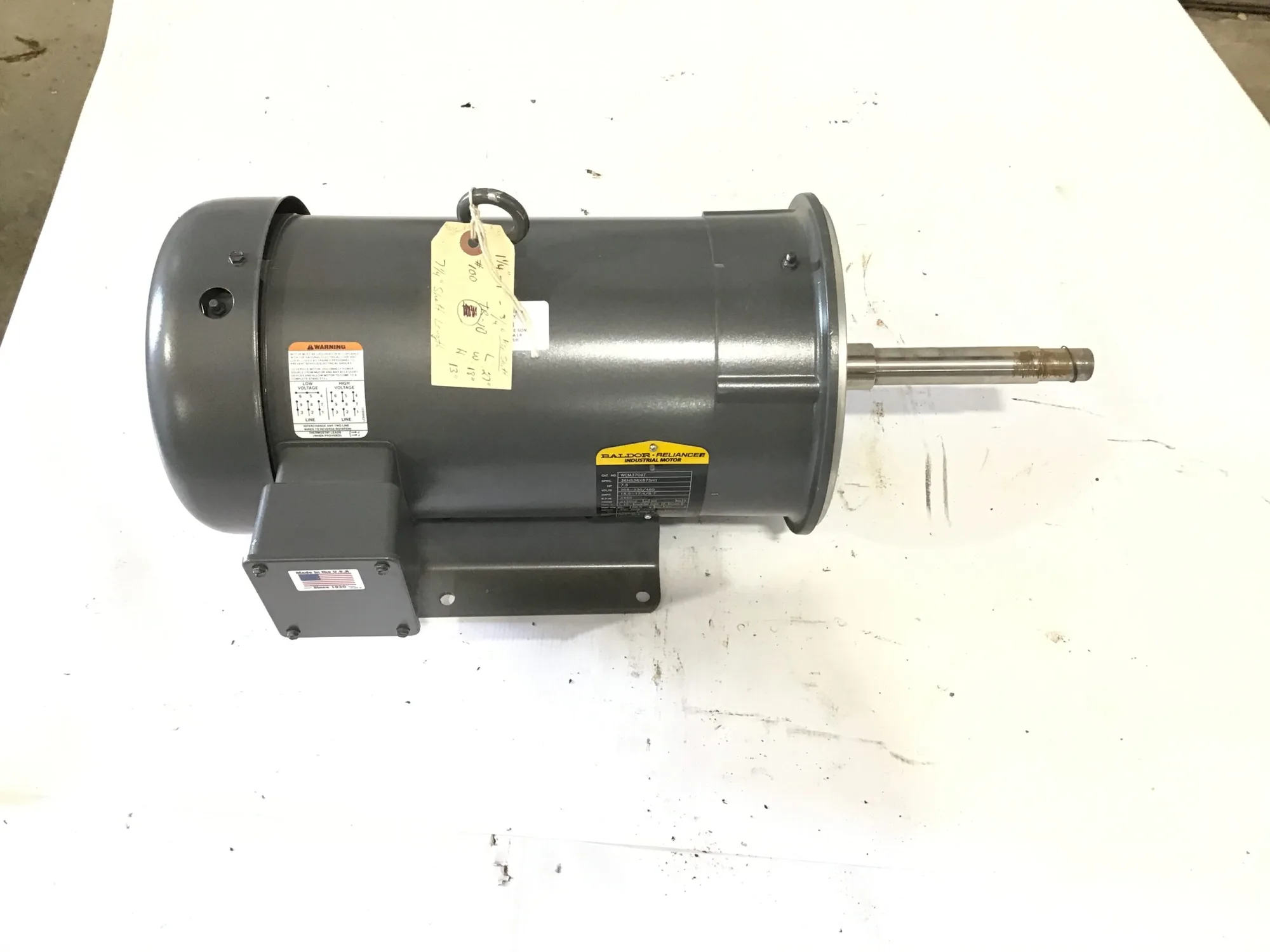Baldor WCM3709T Industrial Motor 1-1/4″-1-3/4″ Key Shaft 7-1/4″ Shaft Length