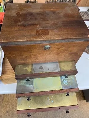 5976-385 Antique Goniostat in Original Wood Chest for Holtzapffel Ornamental Turning Lathe