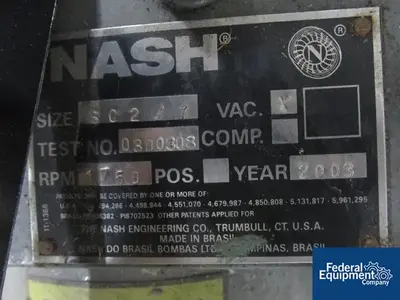 USED Nash Nash Vacuum Pump System, Model SC 2/7, C/S, 200 CFM, 10 HP, (2)