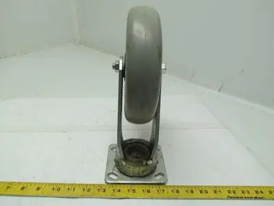 Albion 8" gray swivel caster plate mount rubber wheel tire 11-1/2" tall