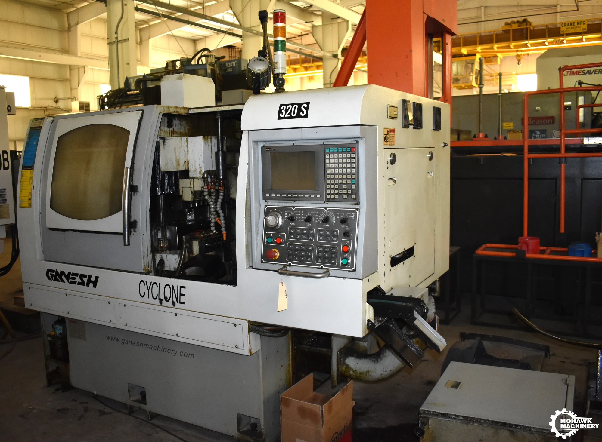 1.25" GANESH "CYCLONE 32CS" CNC 7-AXIS TWIN-SPINDLE SWISS TYPE MILL/TURN CENTER W/GANESH CNC CONTROL - SUBSPINDLE C & Y-AXIS - PARTS CONVEYOR -