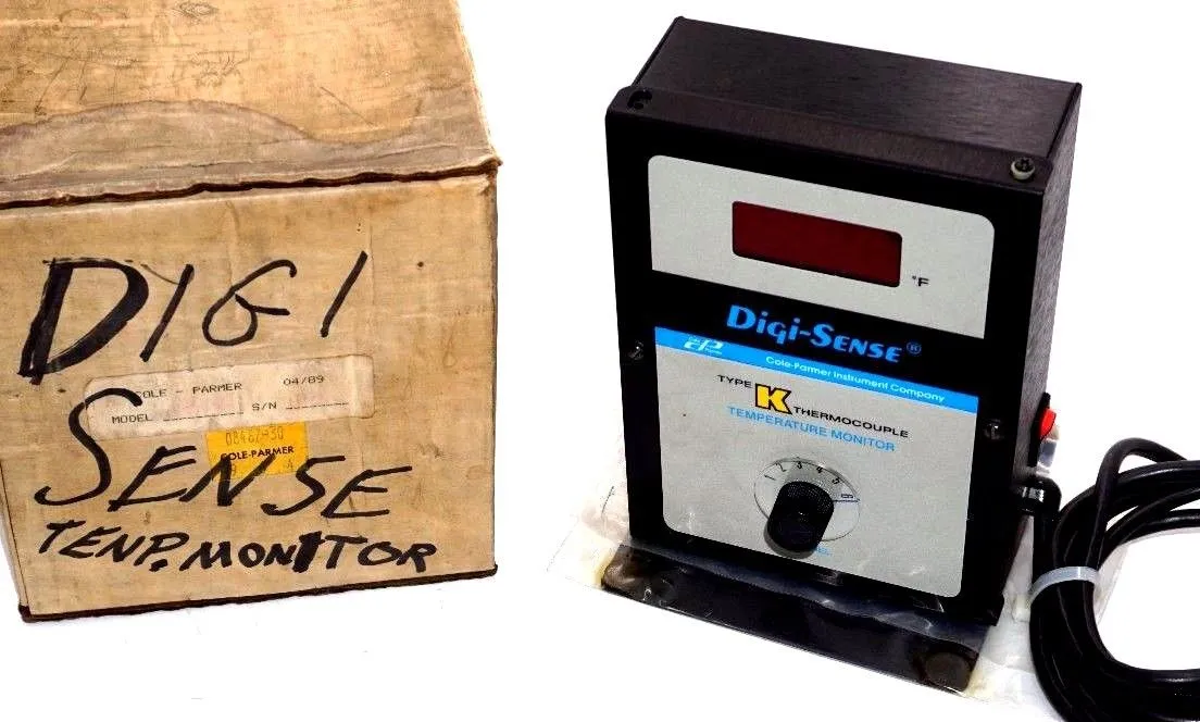 NEW COLE-PARMER DIGISENSE 8487-30 TYPE K THERMOCOUPLE TEMPERATURE MONITOR 848730
