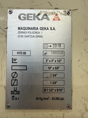 Used 2019 GEKA HYDRACROP MODEL 80-S Ironworkers Illinois US | Revelation Machinery #1323275