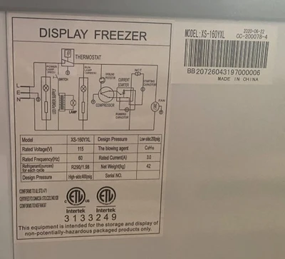 171-0109 26” Self Contained Ice Cream Freezer