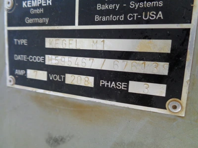 Used KEMPER KEGEL M1 Bakery Equipment California US | BakeryEquipment.com #1554803