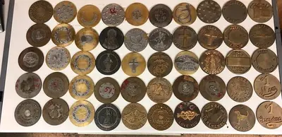3444-700 Assorted Group Lot of 50 Antique Mixed Master Brocading Templates – Steel, Bronze and Brass Material