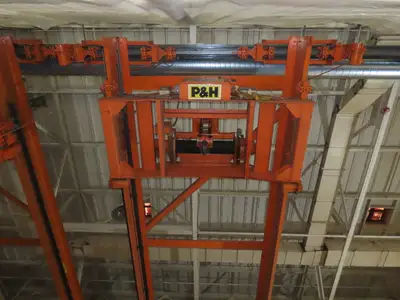 Cleveland Tramrail P&H 15 Ton Double Girder Underhung Bridge Crane 45' Span