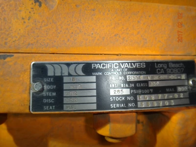 Pacific 8", Class 150, WCB, Gate Valve