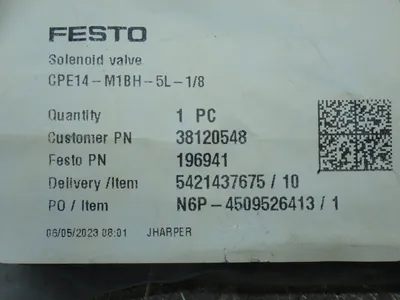 New | in-Stock FESTO CPE14M1BH5L1/8 Pumps Ohio US | HGR 24 #912617