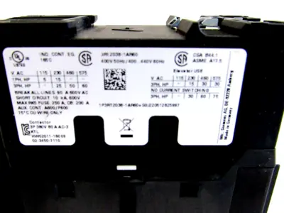 NEW SIEMENS 3RT2038-1AR60 CONTACTOR 400V 50HZ 3RT20381AR60