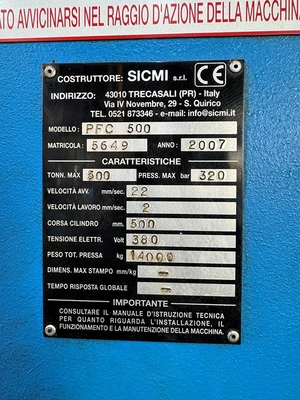 New | in-Stock 2007 SICMI PFC-500 H-Frame Presses New Jersey US | Machinery Values #1334028