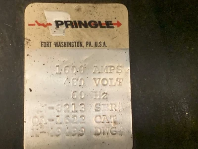 Pringle QA-1622 1600 Amp 480 Volt Safety Switch