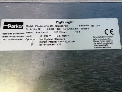 Used PARKER 638A/063F0STOCAN000RD2 Servo Drives Ohio US | HGR 24 #1572270