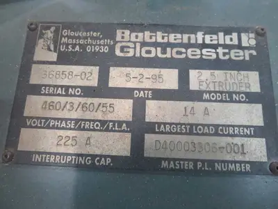 2000 GLOUCESTER 2.5"  32:1 water  cooled extruder Extruders, High Boy 1.6" - 2.5""" | Mark One Machinery (14)