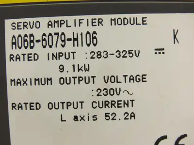 Fanuc A06B-6079-H106 Servo Amplifier Module 9.1kW 230V 52.2A