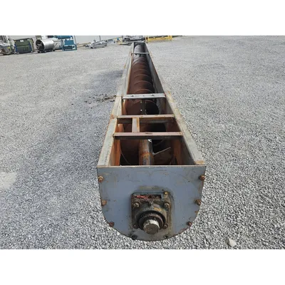 Used 5HP Carbon Steel Industrial Incline Screw Auger Conveyor - 16" Dia. X 28'L