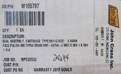 NEW JOHN CRANE M105797 MECHANICAL SEAL 3" 5611Q