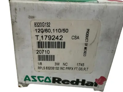 NEW ASCO 8320G132 SOLENOID VALVE 120/60, 110/50
