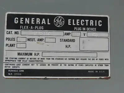 General Electric DFPH-365 600V 400A Bus Bussway Plug Fusible Disconnect