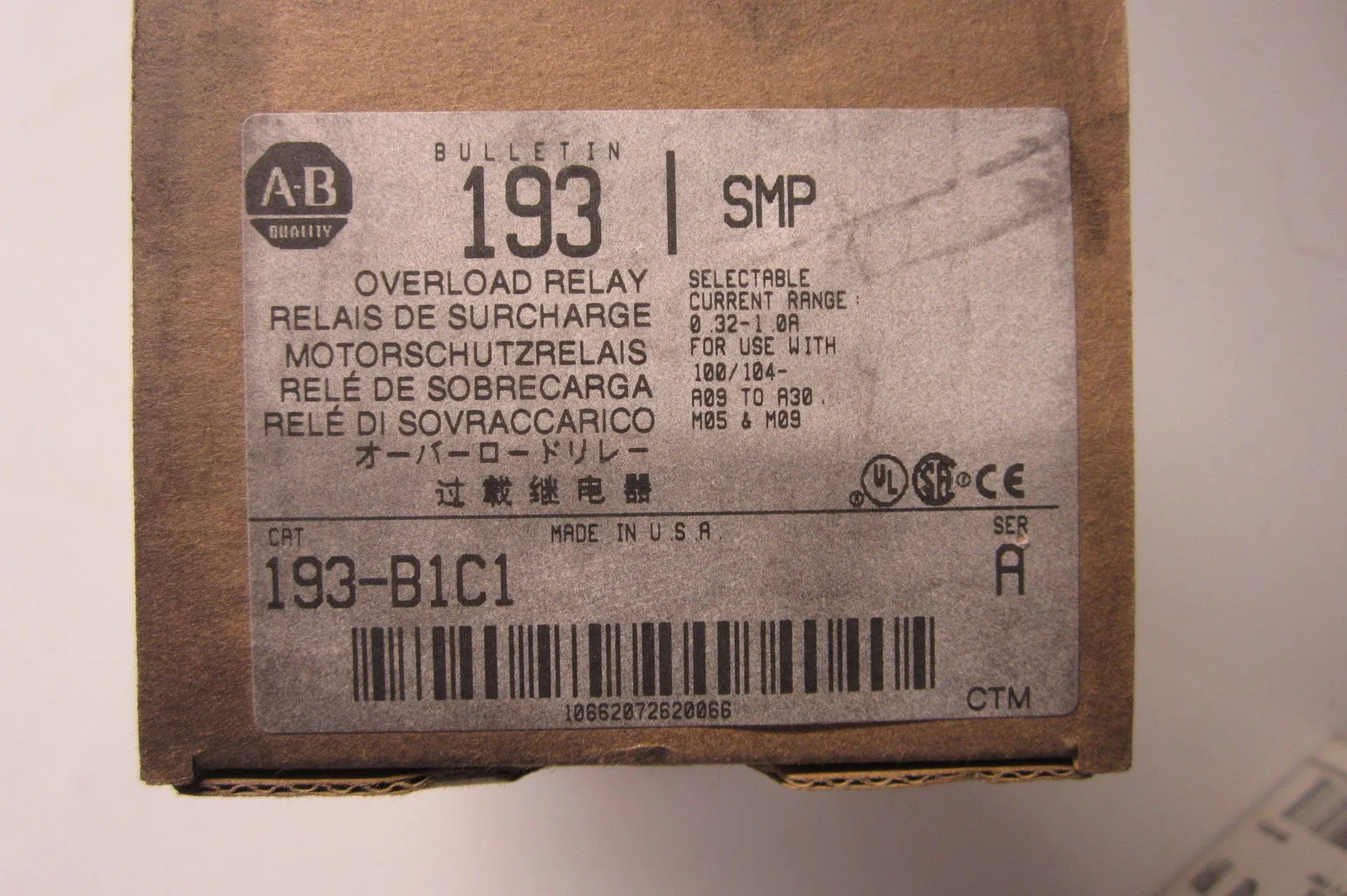 NEW ALLEN BRADLEY 193-B1C1 OVERLOAD RELAY 193B1C1