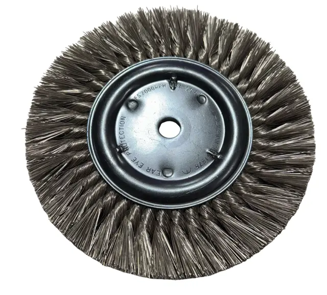 PFERD 8" Knot Wheel Brush, Long Flag, 5/8" Arbor Hole, .016 SS Wire USA Made