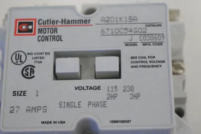 NEW CUTLER HAMMER A201K1BA NON REVERSING CONTACTOR SER.J