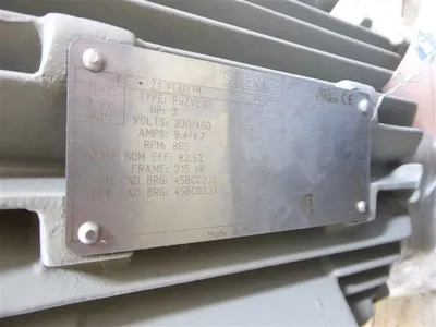 3 HP Siemens Vertical Mount Motor 230/460V 865 RPM 215HP Frame RGZVESD Rebuilt
