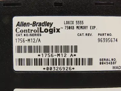 Allen Bradley 1756-L55 Logix Pac Processor Control Logix 750kb Memory 1756-M12/A