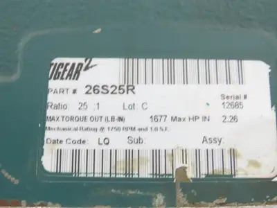 Dodge Tigear 2 26S25R Worm Gearbox 25:1 Reducer 70rpm Left Hand Output