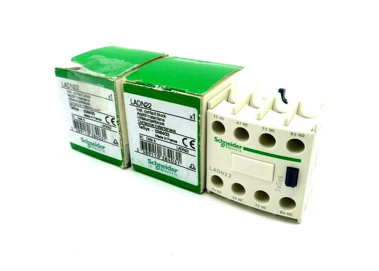 NEW LOT OF 2 SCHNEIDER ELECTRIC LADN22 CONTACT BLOCK
