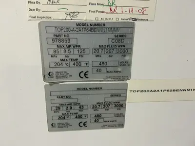 Used GRACO TOF200A2A1P64BENNN1NNNN Miscellaneous Packaging Equipment Ohio US | HGR 24 #1289666