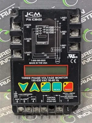 ICM Controls ICM450 Three Phase Voltage Monitor 190-630VAC Used