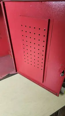 Red Metal Storage Cabinet with Shelving 22.5" tall