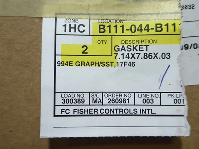Fisher 1C2893X0032 7.14X7.86X.03 Gasket New NIB