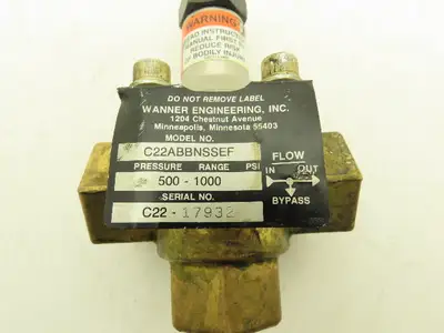 Wanner C22ABBNSSEF Hydra-Cell Pressure Regulating Valve 10gpm 1000psi 3/4"NPT