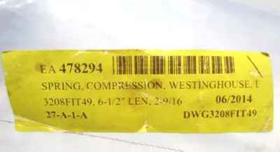 NEW SIEMENS WESTINGHOUSE HMA0048154 COMPRESSION SPRING