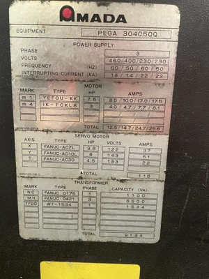 USED 1989 AMADA PEGA - 30450Q