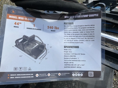 Used WOLVERINE MSG-11-44W MINI SKID STEER STUMP GRAPPLE Root Grapples Michigan US | Miedema Asset Management Group #1324193