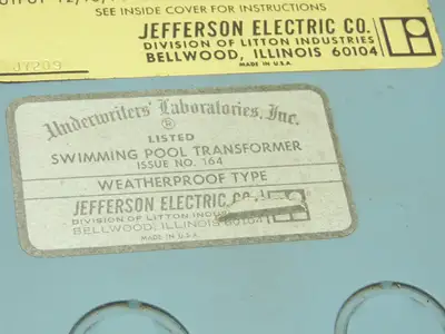 Jefferson Electric 969-001-940 Swimming Pool Light Transformer 120V 1PH to 12VAC