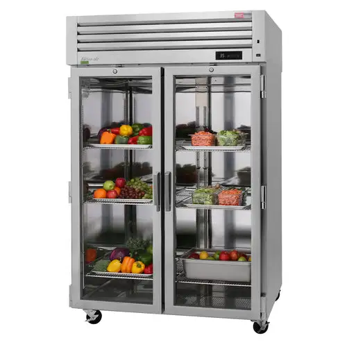 Turbo Air PRO-50R-G-N 51 3/4" Two Section Reach In Refrigerator, (2) Right Hinge Glass Doors, 115v