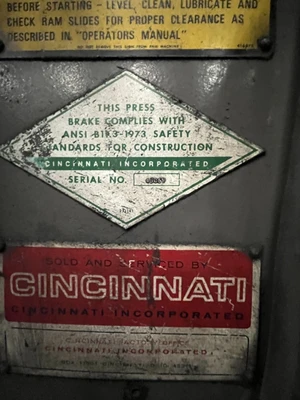 175 Ton Cincinnati Brake Press, Model 175CB x 10', Autobend 6 Controller