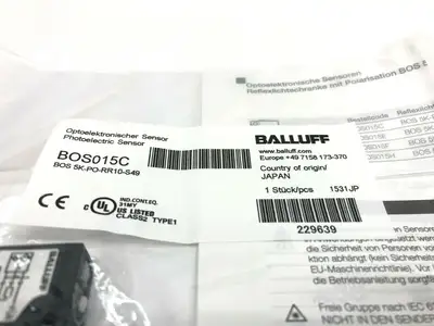 New | in-Stock Balluff BOS015C Photoelectric Retroreflective Sensor Photoelectric Sensors Michigan US | Maverick Industrial Sales #1410633