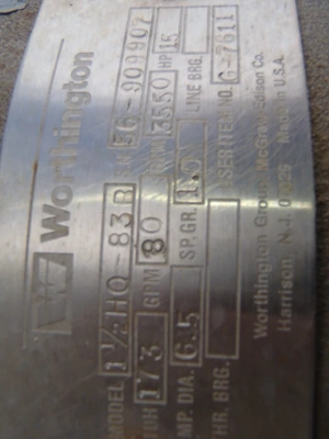 USED WORTHINGTON 1-1/2HO-83B
