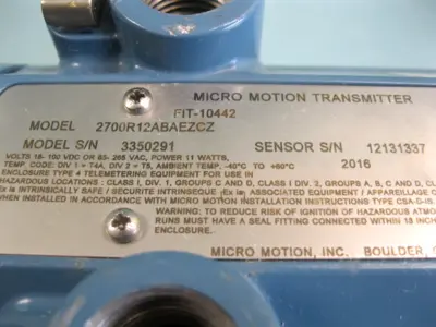 Used Micro Motion 2700 R12 AB AEZCZ Sensors New Hampshire US | Bitter End Trading #1452782
