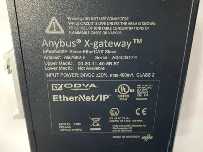 USED HMS ANYBUS X-GATEWAY ETHERNET/IP SLAVE - ETHERCAT SLAVE