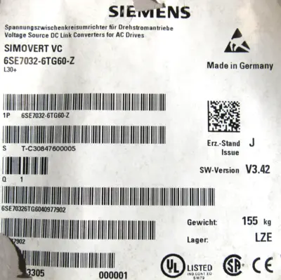 NEW SIEMENS 6SE7032-6TG60-Z DRIVE 6SE70326TG60Z