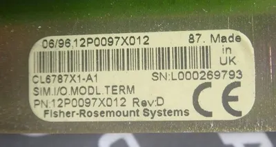 Fisher Rosemount CL6787X1-A1 Sim. I/O Module Terminator 12P0097X012 Rev. D Used