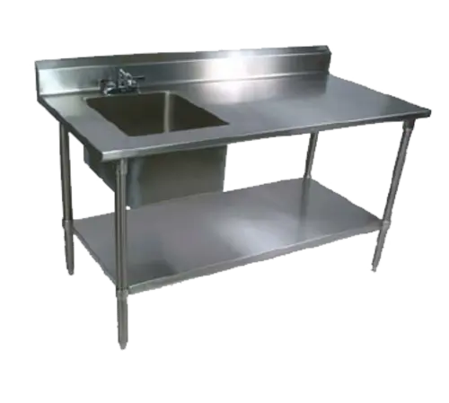 John Boos EPT6R5-3060SSK-L 60" Prep Table w/ Left-Side Sink & Deck Mount Faucet, Stainless Undershelf