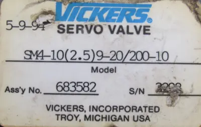 REFURBISHED VICKERS 683582 SERVO VALVE SM4-10(2.5)9-20/200-10