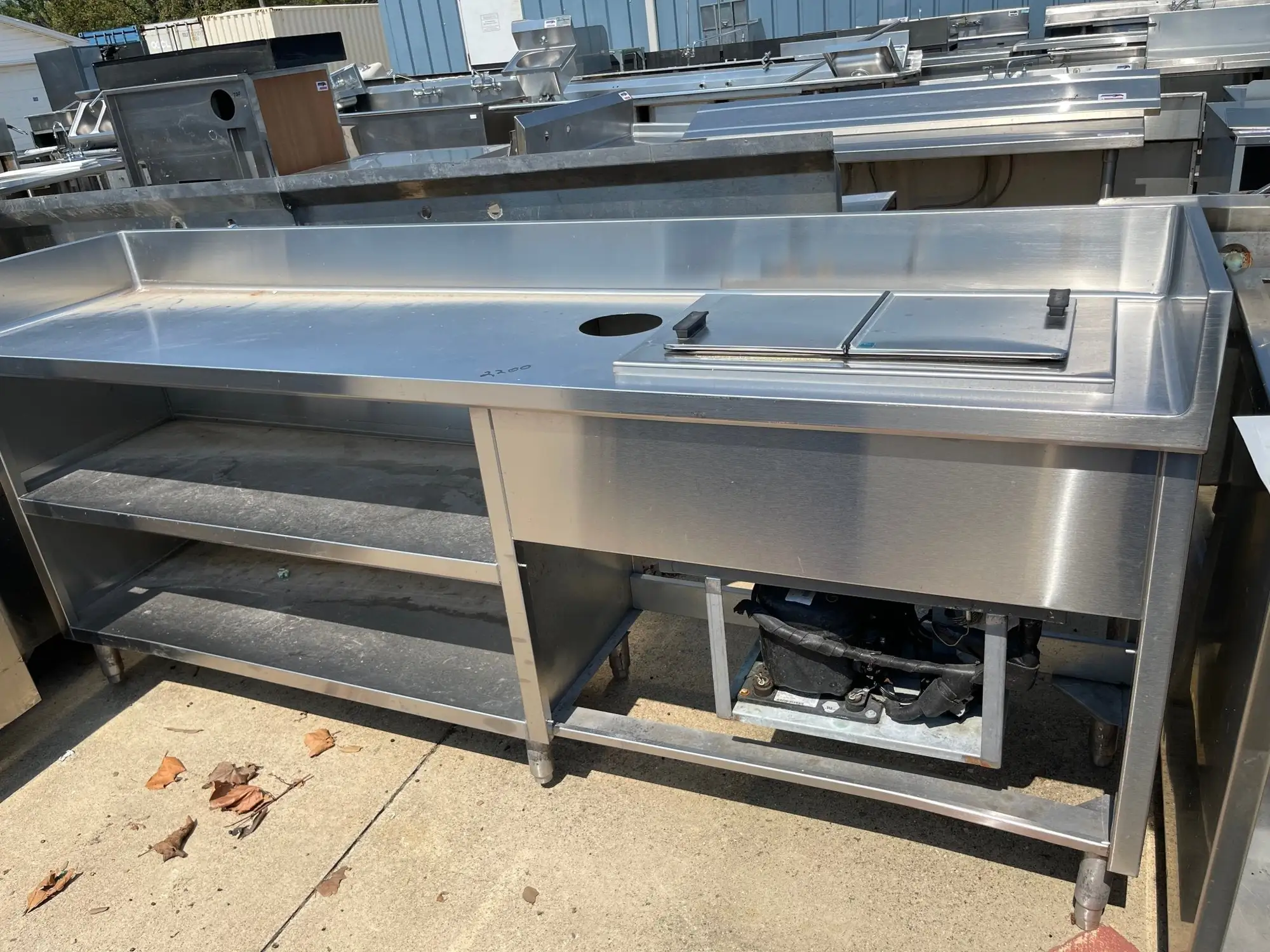 Used Falcon Restaurant Supply Used 96" Stainless Steel Table Counter with Ice Cream Dipping Station - SS236 Ice Cream Equipment Illinois US | Falcon Restaurant Supply #1376000